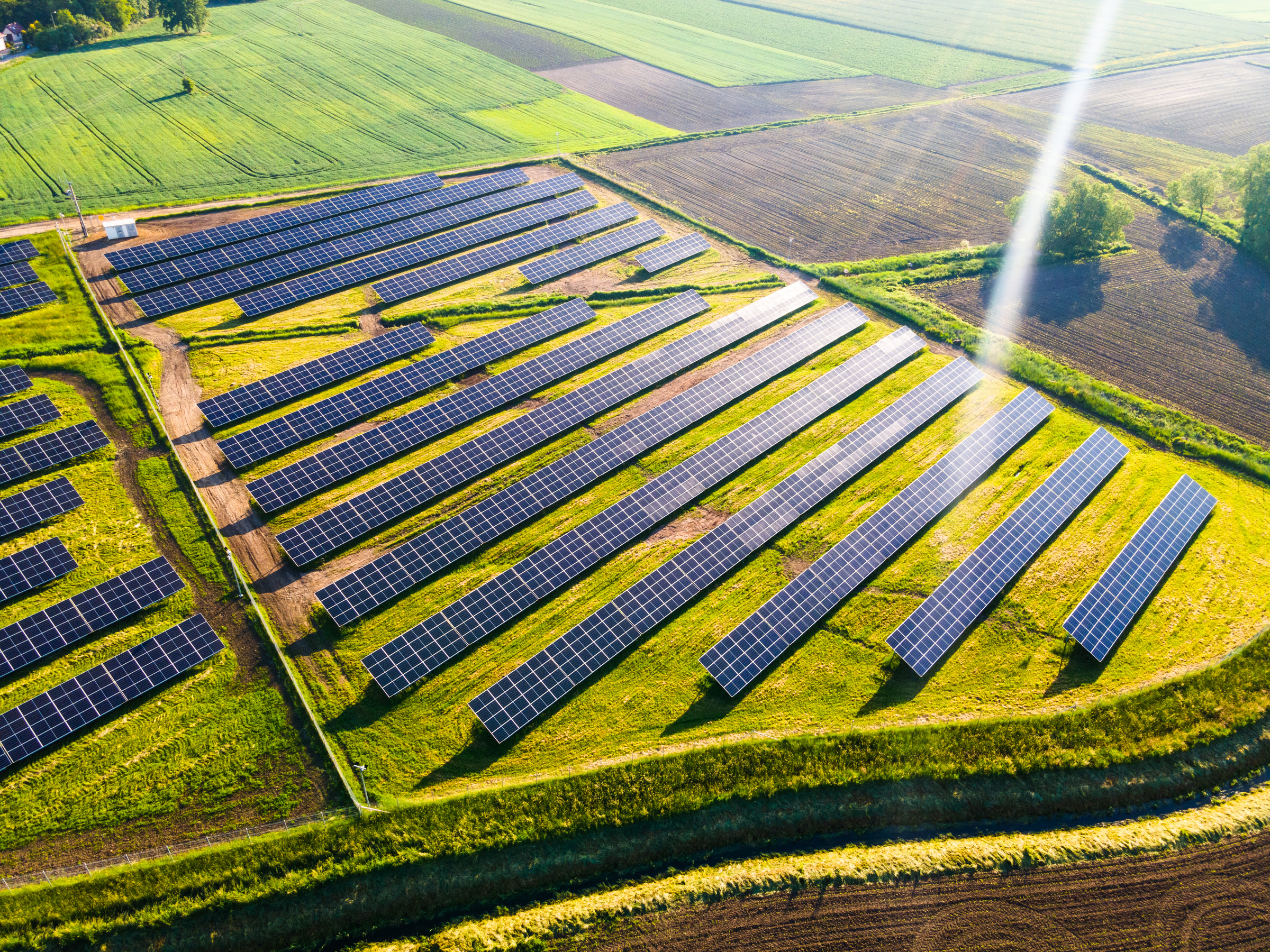 Solar Energy Farm in Fields